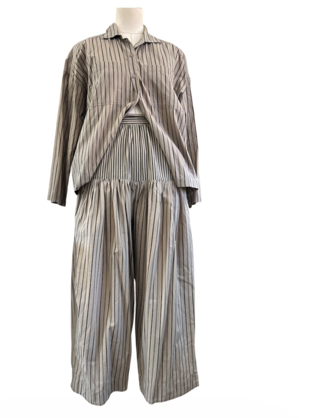 80’s WilliWear/Will Smith Avante Garde striped shirt/wide leg crop pants /Small